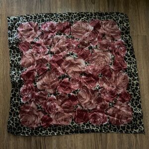 Floral and Leopard Print Scarf